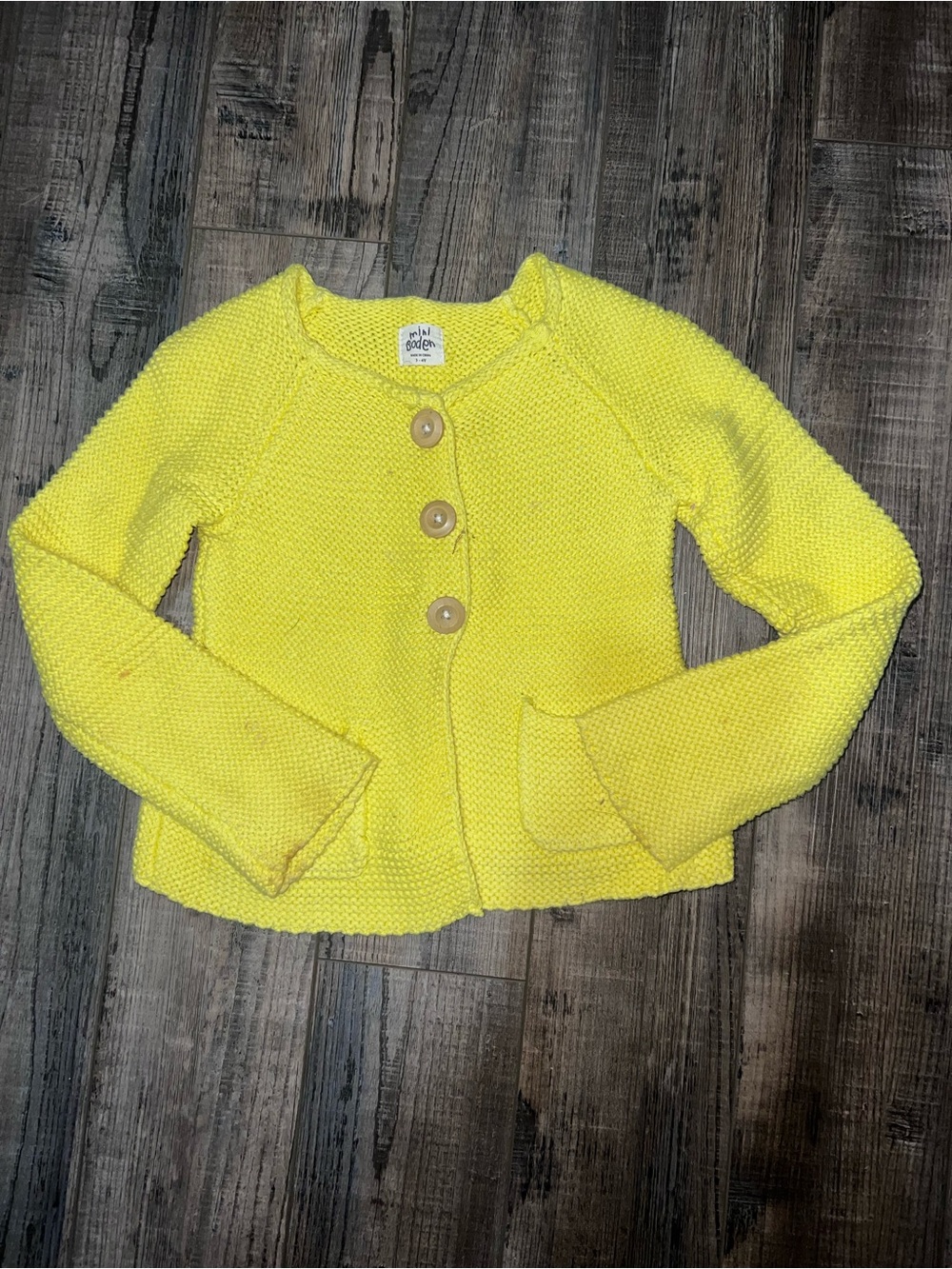 Mini Boden Yellow Knit Button-Front Cardigan Jacket
